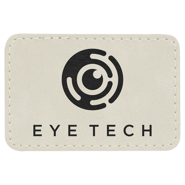 White 3" x 2" Rectangle Laserable Leatherette Patch with Adhesive