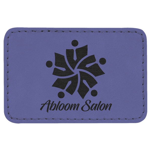 Purple 3" x 2" Rectangle Laserable Leatherette Patch with Adhesive