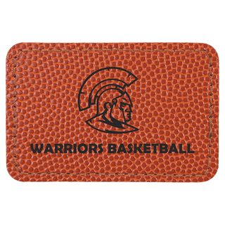 3" x 2" Rectangle Basketball Laserable Leatherette Patch with Adhesive