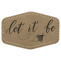 Light Brown 3" x 2" Hex Laserable Leatherette Patch with Adhesive