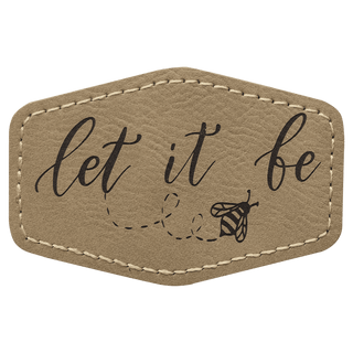 Light Brown 3" x 2" Hex Laserable Leatherette Patch with Adhesive