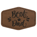 Dark Brown 3" x 2" Hex Laserable Leatherette Patch with Adhesive