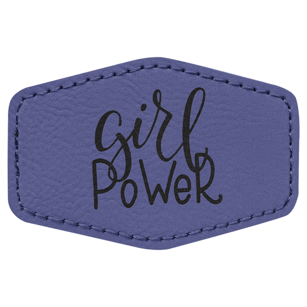 Purple 3" x 2" Hex Laserable Leatherette Patch with Adhesive