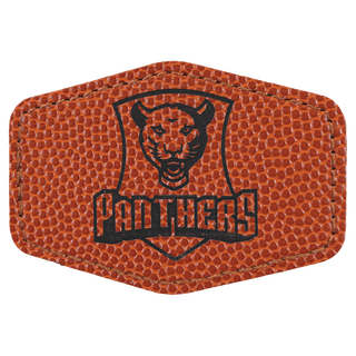 3" x 2" Hex Basketball Laserable Leatherette Patch with Adhesive