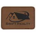 Dark Brown 3" x 2" Laserable Leatherette Rectangle Patch with Kota Pro Adhesive