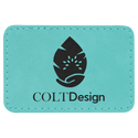 Teal 3" x 2" Laserable Leatherette Rectangle Patch with Kota Pro Adhesive