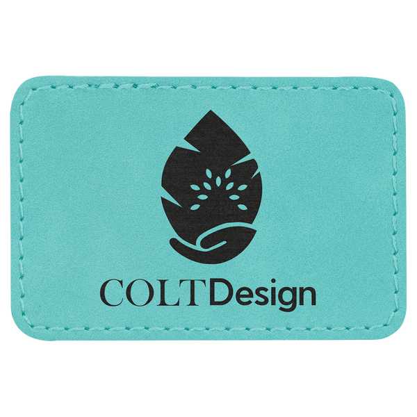 Teal 3" x 2" Laserable Leatherette Rectangle Patch with Kota Pro Adhesive
