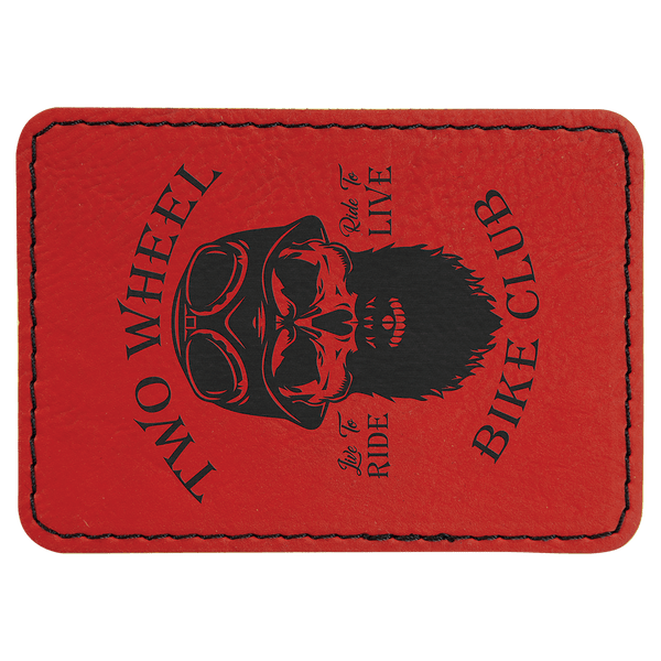 Red 3 1/2" x 2 1/2" Rectangle Laserable Leatherette Patch with Adhesive