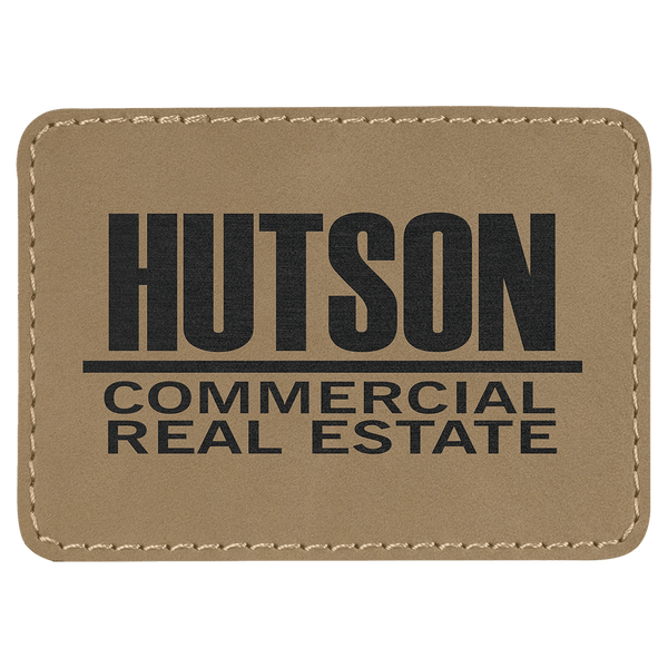 Light Brown 3 1/2" x 2 1/2" Laserable Leatherette Rectangle Patch with Kota Pro Adhesive