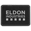 Black/Silver 3 1/2" x 2 1/2" Laserable Leatherette Rectangle Patch with Kota Pro Adhesive