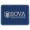 Blue/Silver 3 1/2" x 2 1/2" Laserable Leatherette Rectangle Patch with Kota Pro Adhesive