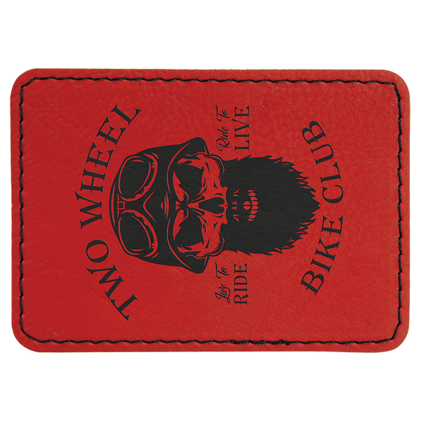 Red 3 1/2" x 2 1/2" Laserable Leatherette Rectangle Patch with Kota Pro Adhesive
