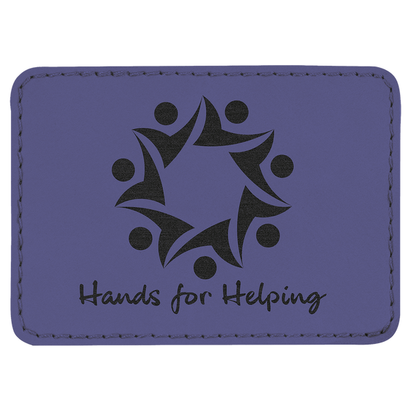 Purple 3 1/2" x 2 1/2" Laserable Leatherette Rectangle Patch with Kota Pro Adhesive