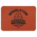 Basketball 3 1/2" x 2 1/2" Laserable Leatherette Rectangle Patch with Kota Pro Adhesive