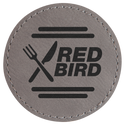 Gray 2 1/2" Round Laserable Leatherette Patch with Adhesive