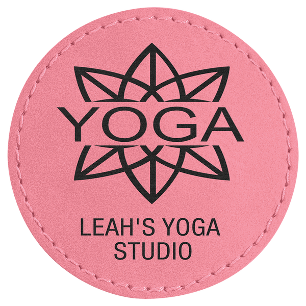Pink 2 1/2" Round Laserable Leatherette Patch with Adhesive