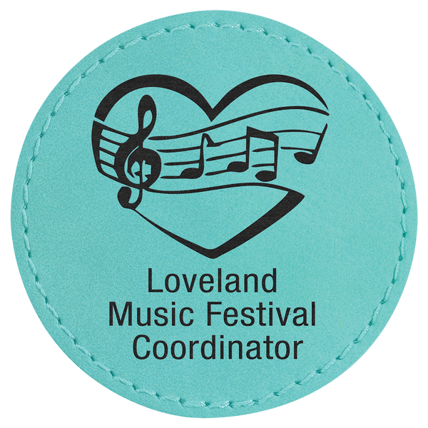 Teal 2 1/2" Round Laserable Leatherette Patch with Adhesive