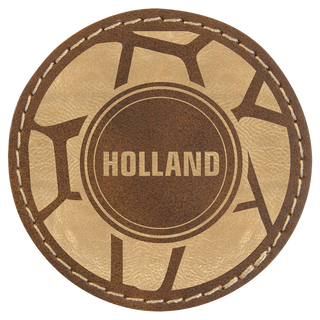2 1/2" Round Rustic/Gold Laserable Leatherette Patch with Adhesive