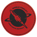 Red 2 1/2" Round Laserable Leatherette Patch with Adhesive