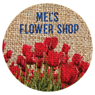 2 1/2" Round Burlap Sublimatable Patch with Adhesive