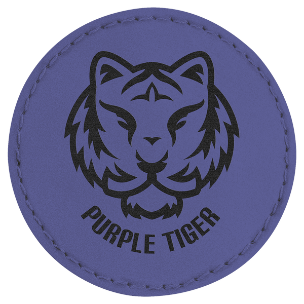 Purple 2 1/2" Round Laserable Leatherette Patch with Adhesive