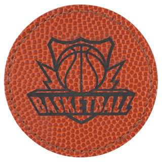 2 1/2" Round Basketball Laserable Leatherette Patch with Adhesive