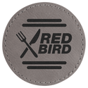 Gray 2 1/2" Laserable Leatherette Round Patch with Kota Pro Adhesive