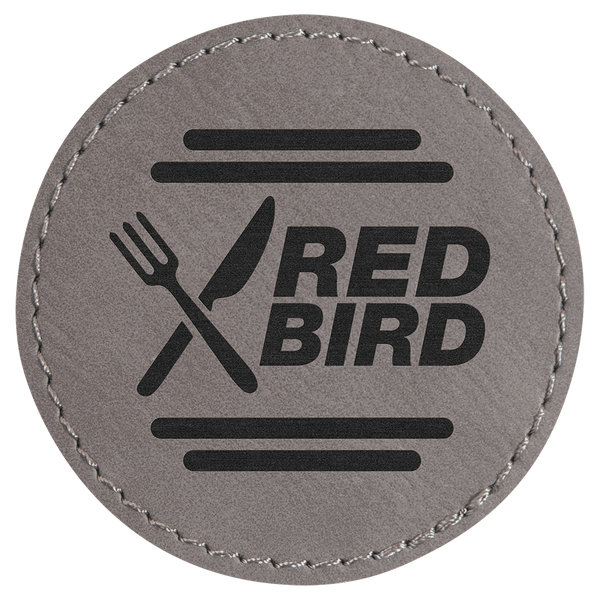 Gray 2 1/2" Laserable Leatherette Round Patch with Kota Pro Adhesive