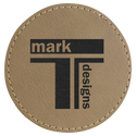 Light Brown 3" Round Laserable Leatherette Patch with Adhesive