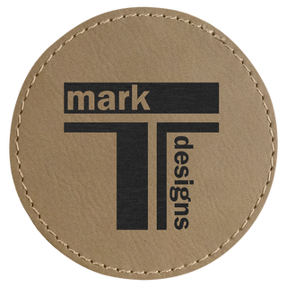 Light Brown 3" Round Laserable Leatherette Patch with Adhesive