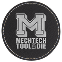 Black/Silver 3" Round Laserable Leatherette Patch with Adhesive