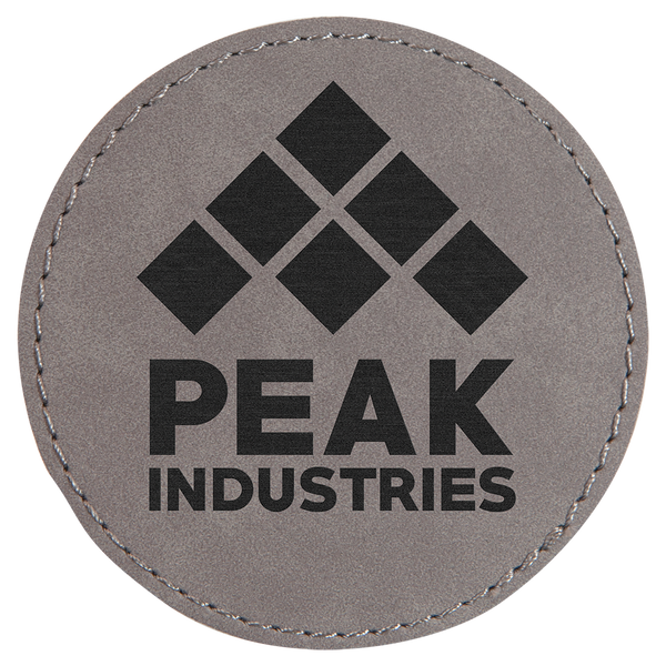 Gray 3" Round Laserable Leatherette Patch with Adhesive