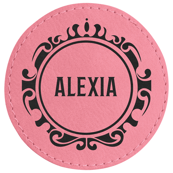 Pink 3" Round Laserable Leatherette Patch with Adhesive
