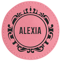 Pink 3" Round Laserable Leatherette Patch with Adhesive