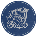 Blue/Silver 3" Round Laserable Leatherette Patch with Adhesive