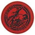 Red 3" Round Laserable Leatherette Patch with Adhesive