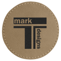 Light Brown 3" Laserable Leatherette Round Patch with Adhesive