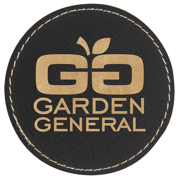 Black/Gold 3" Laserable Leatherette Round Patch with Adhesive