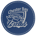Blue/Silver 3" Laserable Leatherette Round Patch with Adhesive