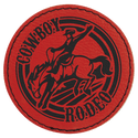 Red 3" Laserable Leatherette Round Patch with Adhesive