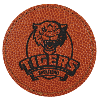 Basketball 3" Laserable Leatherette Round Patch with Kota Pro Adhesive