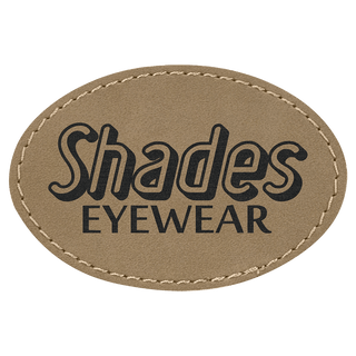 Light Brown 3" x 2" Oval Laserable Leatherette Patch with Adhesive