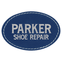 Blue/Silver 3" x 2" Oval Laserable Leatherette Patch with Adhesive