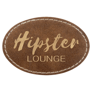 3" x 2" Oval Rustic/Gold Laserable Leatherette Patch with Adhesive