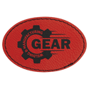 Red 3" x 2" Oval Laserable Leatherette Patch with Adhesive
