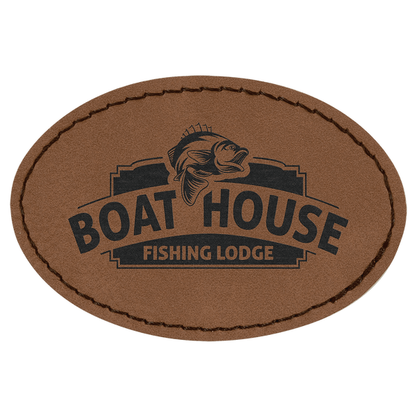 Dark Brown 3" x 2" Laserable Leatherette Oval Patch with Kota Pro Adhesive
