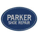 Blue/Silver 3" x 2" Laserable Leatherette Oval Patch with Kota Pro Adhesive