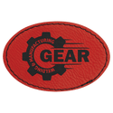 Red 3" x 2" Laserable Leatherette Oval Patch with Kota Pro Adhesive