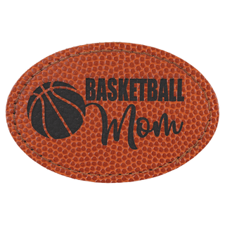 Basketball 3" x 2" Laserable Leatherette Oval Patch with Kota Pro Adhesive