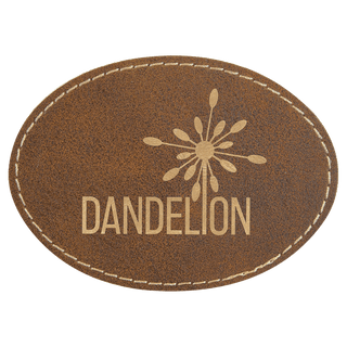 3 1/2" x 2 1/2" Rustic/Gold Laserable Leatherette Oval Patch with Adhesive